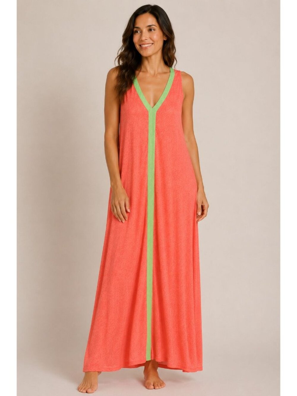 Pitusa Womens Inca Maxi Sun Dress size Medium Petite Watermelon swim Cover up